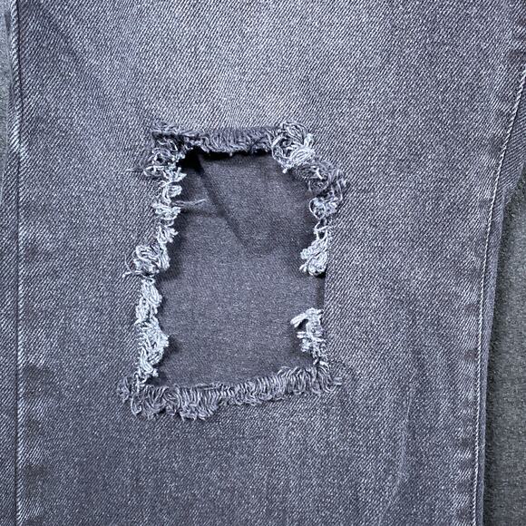 Boohoo Man Mens Jeans Black Button Fly Destroyed Bikercore 100% Cotton 36x33 - Picture 14 of 15